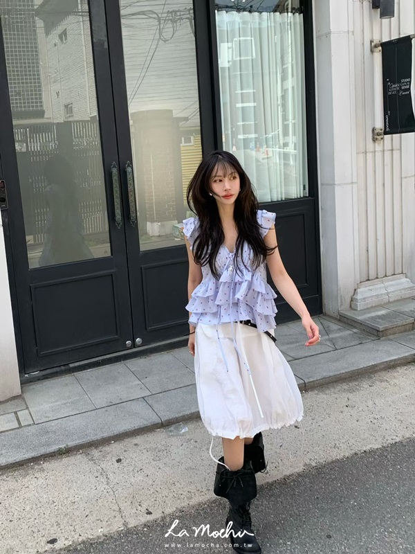 碎花涼感美背蛋糕上衣(花花清單)